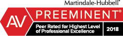 Martindale-Hubbell Preeminent badge Peer Rated for Highest Level of Professional Excellence for Matt J. Kelly for 2018